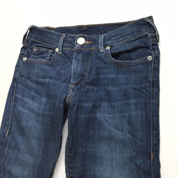 TRUE RELIGION Cora Jean Women 24 (actual 28x34) Straight Slim Stretch Blue Denim - Picture 4 of 12